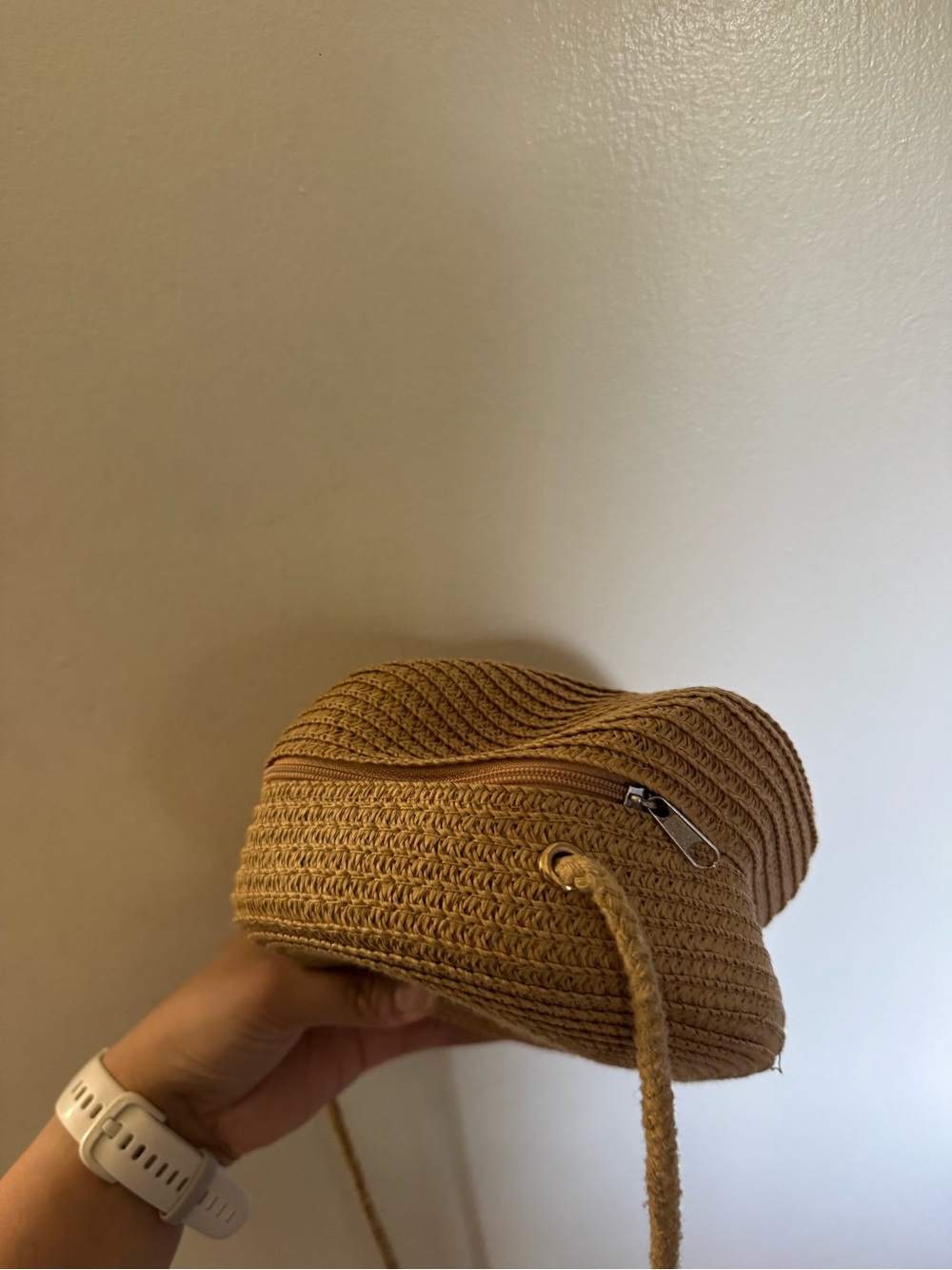 Tan Woven Round Crossbody Bag - Picture 2 of 4